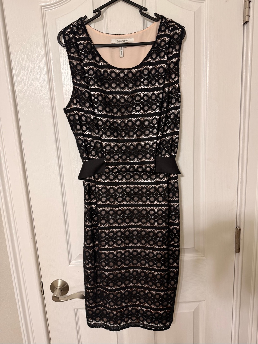 Max & Cleo Black Lace Dress with Nude Lining